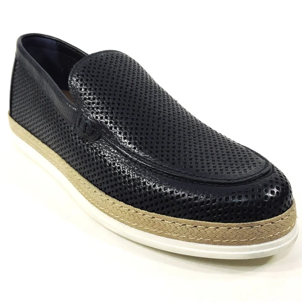 PRINCIPE DI BOLOGNA 🇮🇹 MEN'S BLUE SOFT LEAHER SUMMER FLAT LOAFERS - Picture 3 of 7
